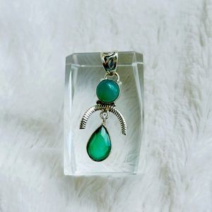 Green Onyx Pendant in 925 Sterling Silver